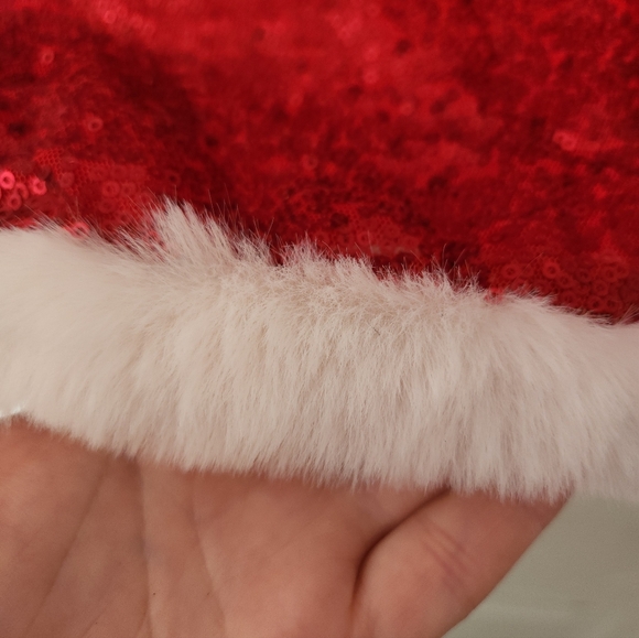 BloomChic Christmas Sequin Patchwork Fuzzy Trim Skirt - Picture 6 of 10